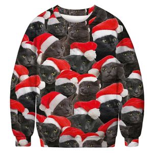 Pull à col rond unisexe avec motif de chien, chat et hamster pour Noël - Product Image 2