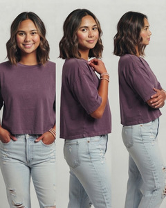 T-shirt décontracté ample à col rond et manches courtes pour femme, effet délavé soleil, coupe ample, style vintage, délavé à l'acide, pour femme - Product Image 6