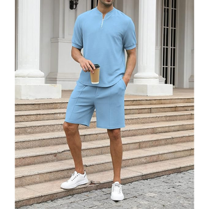 Prix de gros Ensemble short homme décontracté respirant infroissable durable nouveau design confortable séchage rapide 100% coton été - Product Image 2