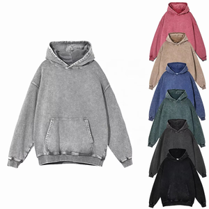 Sweat à capuche unisexe d'hiver brodé, coupe oversize, délavé à l'acide, épais 420 GSM, style streetwear vintage, fabricant OEM - Product Image 1