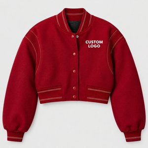 Chaqueta Varsity Corta de Punto con Bordado, Estilo Vintage, Manga Larga, Ropa Urbana Casual de Otoño - Product Image 2