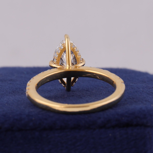 แหวนหมั้นเพชรทรงมาร์คีส์ทองคำแท้ 18K ประดับเพชรแบบพาเว่ สไตล์คลาสสิก - Product Image 4