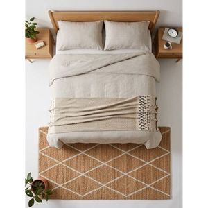 Handwoven Cotton <b>Bath</b> Mat Beige Tufted Diamond Pattern Anti Slip Absorbent Washable Bathroom Rug Floor Carpet Home Decor OEM - Product Image 3