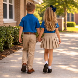 ชุดนักเรียนประถมแบบกำหนดเองสำหรับเด็กชายและเด็กหญิง พร้อมโลโก้ตามสั่ง วัสดุโพลีเอสเตอร์/ผ้าฝ้าย บริการ OEM - Product Image 3