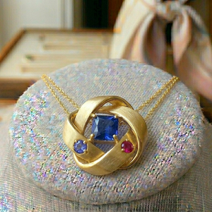 Collar Cuadrado Azul Hidro de 16 Pulgadas con Piedra de 8mm, 10 Gramos, Plata de Ley 925, Chapado en Oro de 18K, Joyería Elegante para Mujer - Product Image 1