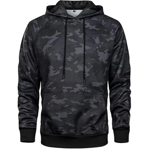 Sweat-shirts à capuche camouflage noir OEM pour hommes, vêtements de sport, sweat-shirt à capuche avec cordon de serrage réglable et poche kangourou, streetwear d'hiver - Product Image 5