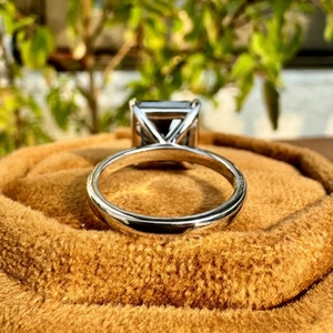 18K White Gold Plated <b>Large</b> Square Black Stone Lab-grown diamond <b>Ring</b> Classic Solitaire Statement Jewelry For Anniversary Gift - Product Image 3