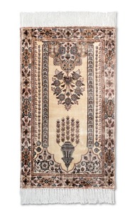 Alfombra de Oración Islámica de Viscosa con Sensación de Seda en Color Marfil y Beige, Directo de Fábrica, Alfombra de Adoración Musulmana Premium Disponible al Mejor Precio - Product Image 2