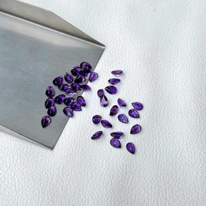 Pierres précieuses d'améthyste africaine naturelle de qualité supérieure de 5x8mm couleur violette pierre de coupe de poire à facettes d'améthyste propre en vente prête à expédier - Product Image 4