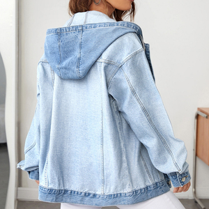 OEM <b>Custom</b> Women's Hooded <b>Denim</b> Jean <b>Jacket</b> Customized Women Casual Outwear Button up <b>Denim</b> <b>Jacket</b> for Ladies - Product Image 6