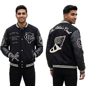 Blouson universitaire personnalisé tendance 2026 pour homme, style streetwear vintage avec patchs en chenille 3D et broderies - Product Image 1