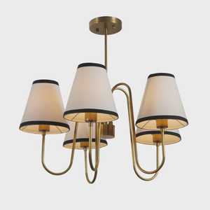 Lustre moderne en laiton avec abat-jour blancs, design géométrique, éclairage de plafond pour salon, décoration intérieure - Product Image 4
