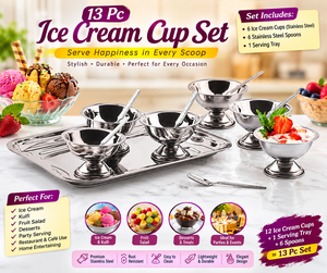 Ensemble de tasses à dessert en acier inoxydable chromé, écologiques et adaptées au contact alimentaire, avec plateau poli miroir, cuillères, vaisselle pour crème glacée et pouding - Product Image 3