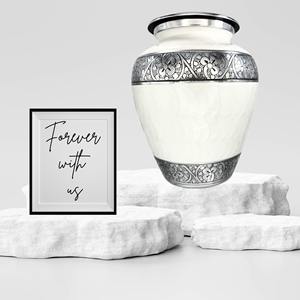 โกศบรรจุอัฐิแบบอเมริกัน สีขาวเมทัลลิก สำหรับบรรจุอัฐิมนุษย์ ขนาดเต็ม 10 นิ้ว สำหรับงานศพ งานฌาปนกิจ และตกแต่งบ้าน - Product Image 3