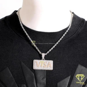 Déclaration VISA Carte Pendentif Collier Argent 925 Glacé VVS Lab Grown Diamond Hip Hop Bling Accessoire - Product Image 5