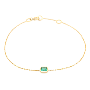 Nueva Pulsera de Cadena con Eslabones de Esmeralda Zambiana de Corte Octogonal, Delicada y Moderna, con una Sola Piedra, Precio de Mayoreo, Joyería de Oro Amarillo de 14K - Product Image 6