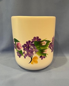 Hand Painted Ceramic Utensil Holder Glossy Finish Sturdy Build Heat Safe <b>Decorative</b> Floral Design <b>Kitchen</b> Counter Organizer - Product Image 4