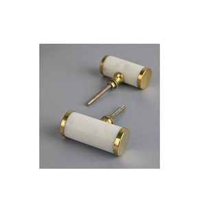 Poignée de meuble classique en marbre blanc de haute qualité, écologique, polie, tailles personnalisées pour armoires, commodes et tiroirs - Product Image 1