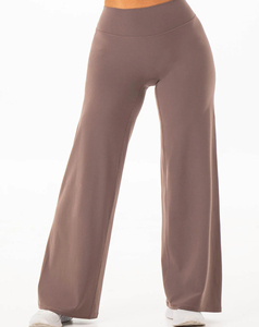 Medium Support Women's Loose Fit Flared Leg Yoga Pant Quick Dry Waterproof Solid <b>Pattern</b> Wholesale Price 180 g - Product Image 3