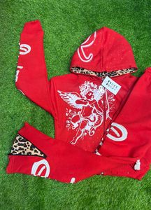 New Design Screen Print Logo Men Distressed Embroidery <b>Tracksuit</b> Custom Zipper Puller Rhinestone Hood <b>Tracksuit</b> - Product Image 5