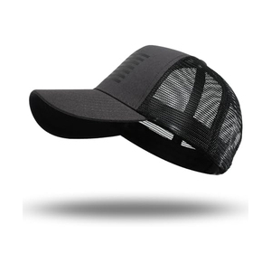 Gorra Trucker Negra de 6 Paneles, Unisex, Casual, de Color Sólido, con Malla, Cierre Trasero Ajustable, para Primavera/Verano - Product Image 6