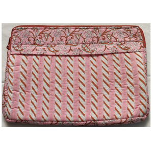 Housse d'ordinateur portable matelassée en coton doux, imprimée à la main, design artisanal de Jaipur, pour voyage et usage quotidien, durable, avec fermeture éclair - Product Image 1