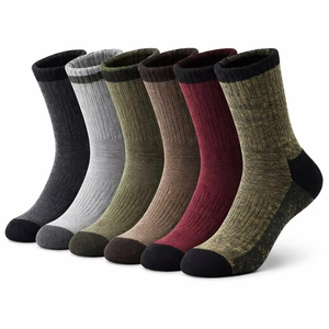 Calcetines de lana merino transpirables y antibacterianos de punto grueso para hombre, diseño liso con logo, ideales para exteriores - ¡Venta caliente de invierno! - Product Image 1