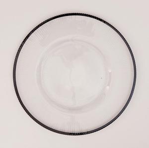 Assiettes de présentation de banquet à rayures demi-lune de style européen, assiettes de service en verre à bord doré, modernes pour mariage occidental - Product Image 1