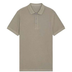<b>Men's</b> <b>Khaki</b> Short Sleeve Cotton Oxford Polo <b>Shirt</b> Regular Fit Solid Color Casual Button Design Woven Fabric - Product Image 5