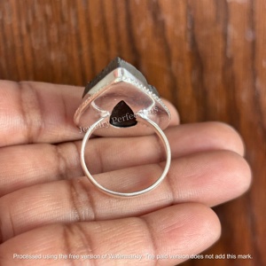 Bague Cocktail Unisexe en Argent 925 avec Pierre Précieuse Druzy de Tourmaline Noire Originale en Forme de Goutte d'Eau, Sertie en Bezel, Style Bohème, Idéale pour les Fêtes - Product Image 5