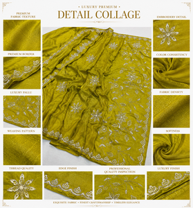 Sari en organza vert olive élégant, brodé, pour mariage indien, en soie, pour femmes, tenue de fête pakistanaise, sari de mariée, vente en gros - Product Image 6