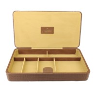 Boîte de rangement pour bijoux en cuir véritable brun croco avec couvercle, étui rectangulaire organisateur unisexe, porte-bijoux de voyage