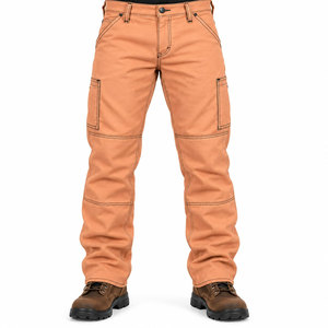 Pantalones de Trabajo de Algodón Color Bronceado para Hombre con Bolsillos Tipo Cargo, Resistentes al Fuego FRC, NFPA 2112 CAT 2, Pantalones de Soldadura - Product Image 2