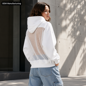 Custom Mesh Back <b>Pullover</b> Hoodie OEM ODM Private Label Oversized Cotton Fleece Lined Womens Winter Hoodie Wholesale Manufacturer - Product Image 1