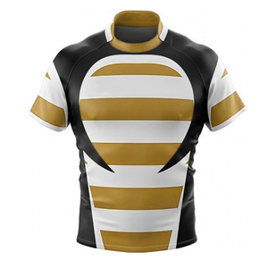 Camiseta de Rugby con Logotipo Personalizado, Ropa Deportiva de Equipo, Fabricante de Marca Privada OEM, Manga Corta, Diseño Estampado por Sublimación a Rayas - Product Image 2