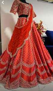 Tradicional indio adultos niñas bordado a mano vestido de seda de red elegante boda ocasiones especiales Lehenga Choli - Product Image 2