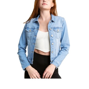 Veste en jean bleue à manches longues de luxe pour femmes teinte réversible écologique de haute qualité BD hauts manteau perle coton respirant - Product Image 6