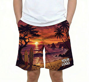 Shorts de bain pour hommes, solides, à séchage rapide, couleurs personnalisables, fermeture à cordon, doublure en maille, vêtements de plage - Product Image 1