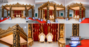Grand Mandap de Cérémonie Pelli du Sud de l'Inde, Ensemble de Mandap de Mariage Traditionnel Doré, Nouvelle Arrivée, Mandap de Temple Élégant en Fibre de Verre pour - Product Image 2