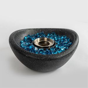 Foyer de table extérieur/intérieur noir Mini bol de feu en béton Portable cheminée à éthanol sans fumée personnelle extérieure/foyer - Product Image 5