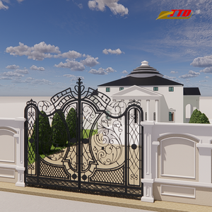 Portail en acier moderne avec motifs artistiques en fer forgé, hauteur de 2,13 m, doté de modélisation 3D pour l'amélioration de l'entrée de la maison - Product Image 5