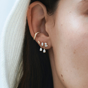 Lili Pear & Marquise Diamond Earrings 0.22 CT, Lab Diamond Stud Earrings, Minimalist Gold Earrings, Dainty <b>Bridal</b> Jewelry Gift - Product Image 3