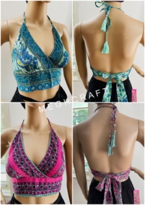 Wholesale Bohemian Women Silk Halter <b>Top</b> Wholesale Back Tie <b>Top</b> with <b>Tassel</b> Breathable <b>Crop</b> <b>Top</b> & Stylish Beachwear - Product Image 5