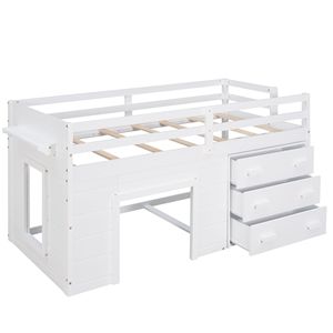 Letto a soppalco singolo con armadio bianco e mensola per bambini (vecchio SKU LP000501AAK) - Product Image 3