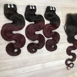CHAUDE!!! Ombre Body wave Curly 100% Cheveux humains de bonne qualité Curly 6x6 transparent lace Closure hair brut - Product Image 1