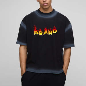 Camisetas de Hombre de Algodón 100% de Alta Calidad OEM, Estilo Vintage Deslavado, Corte Holgado, Logotipo Personalizado Impreso, Cuello Redondo - Product Image 3