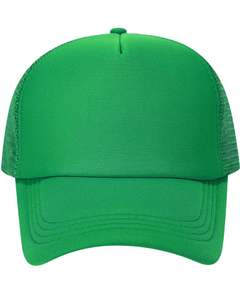 Casquette de baseball verte personnalisable, style camionneur, avec dos en maille respirante, réglable à fermeture snapback, unie, vierge, pour logo personnalisé, décontractée pour l'extérieur - Product Image 1