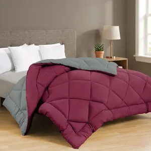 Couette d'hiver élégante gris bordeaux en microfibre douce 90 GSM, légère, respirante et écologique KONNECT INDIA - Product Image 4