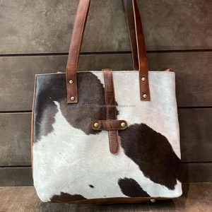 Sac fourre-tout en cuir véritable à poils, sac à bandoulière portable vintage grande capacité - Product Image 3