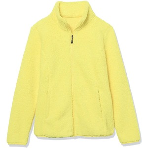เสื้อแจ็คเก็ตผ้าฟลีซสีเหลืองสำหรับผู้หญิง แขนยาว คอตั้ง ปิดด้วยซิป เสื้อแจ็คเก็ตผ้าฟลีซสำหรับผู้หญิง - Product Image 2